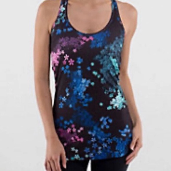 lululemon athletica Tops - Lululemon Black With Floral Pattern Racerback Tank